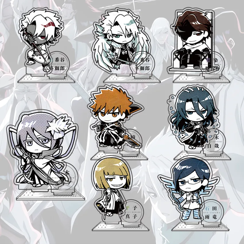 Image of Anime BLEACH 10 cm Acryl Ichigo Rukia Uryuu Hirako Toushirou Kenpachi Sousuke Stehendes Modell Tischdekoration Fan Geschenk