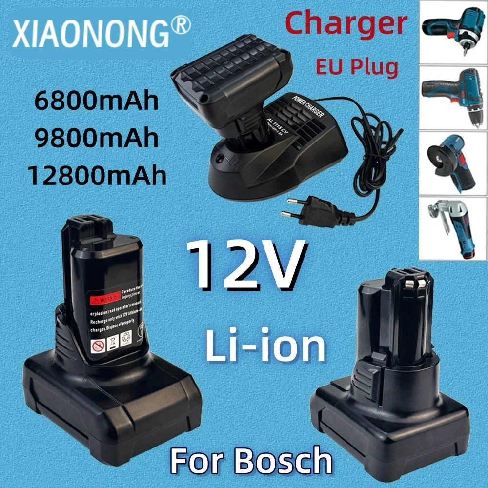 12V Li-ion 6800/9800/12800mAh Replacement Battery For Bosch BAT420 BAT411 BAT412 BAT413 BAT414  Cordless Power Tools With charge