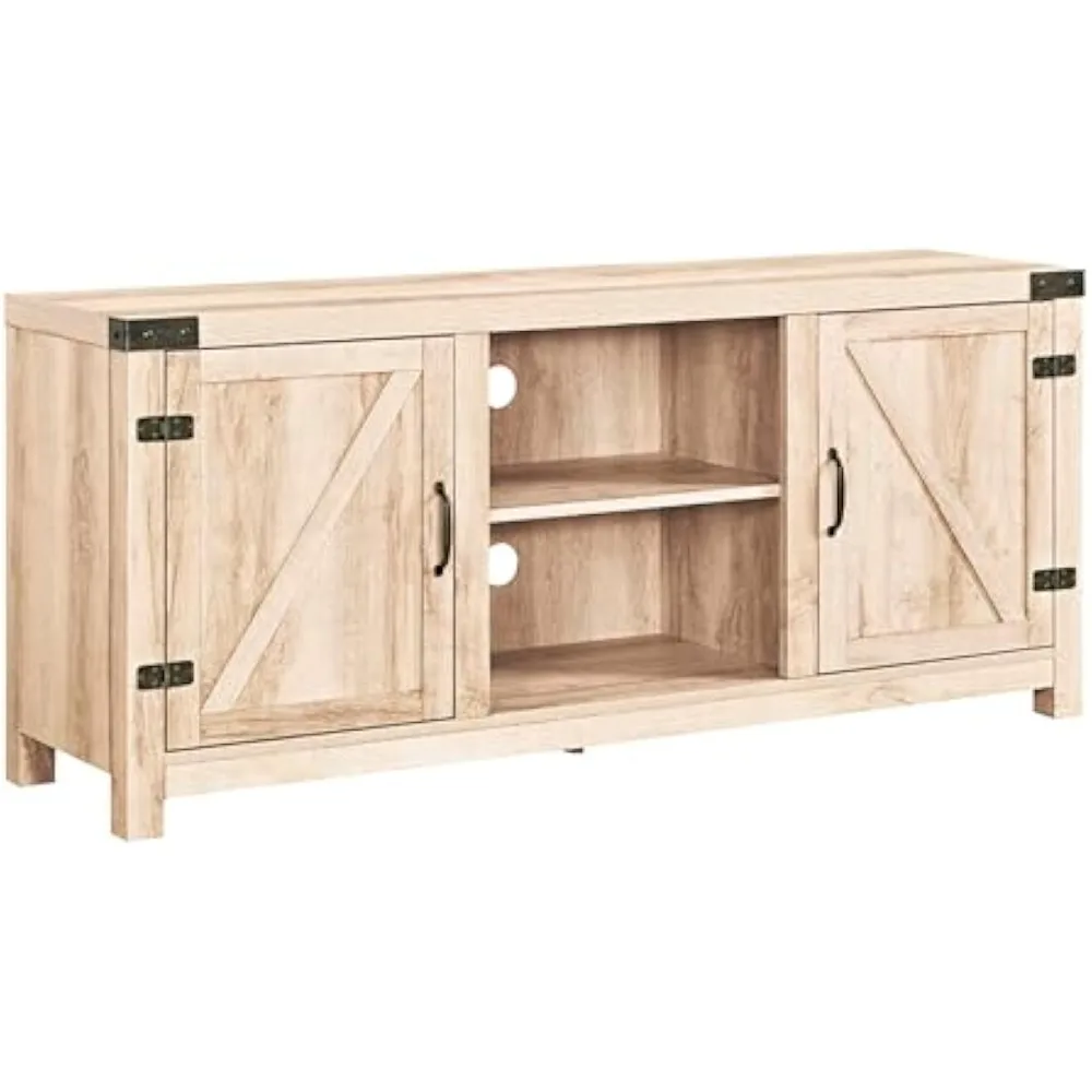 

Georgetown Modern Farmhouse Double Barn Door TV Stand for TVs up to 65 Inches, 58 Inch, White Oak