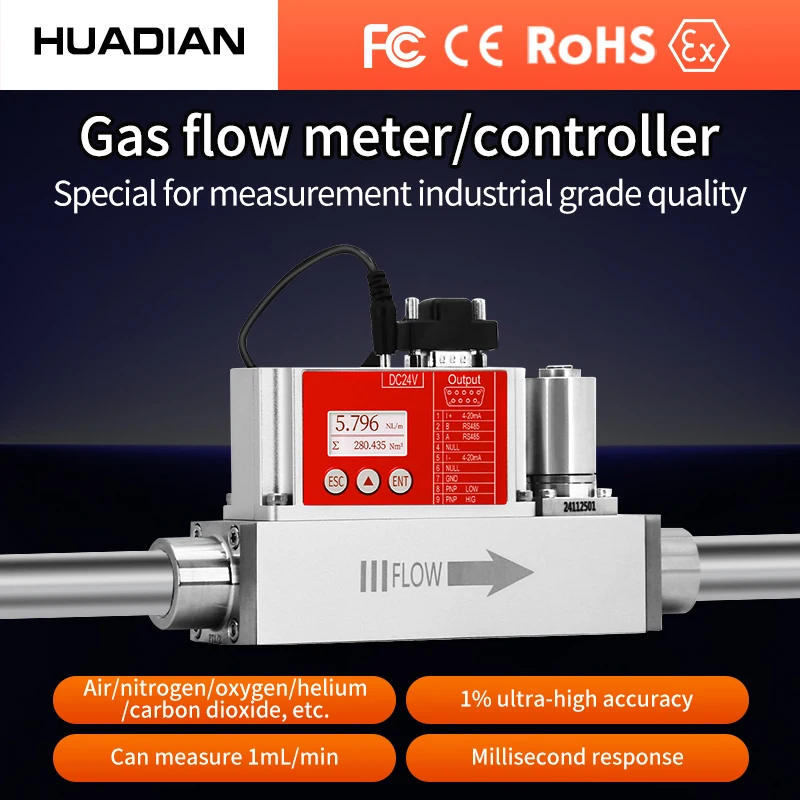 High-Precision Thermal Gas Mass Flow Meter / Flow Sensor For Compressed Air