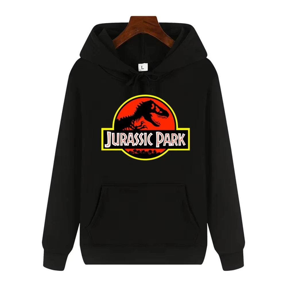 2026 Men's high-end quality Jurassic Park pattern print Autumn Winter thick warm outdoor hooded hoodie Harajuku Leisure fashion