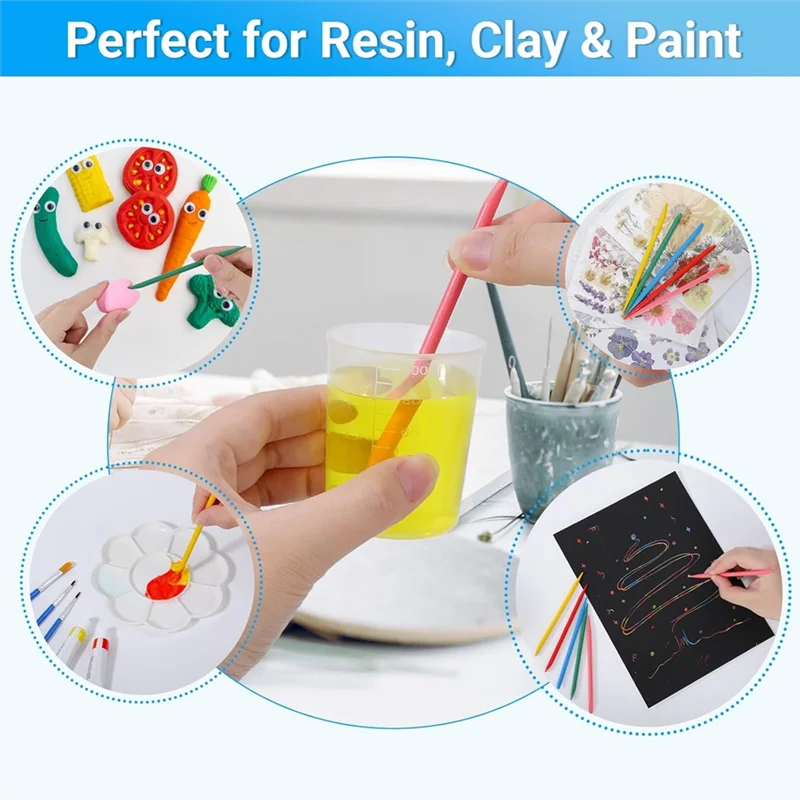 A13E-Resin Mixing Cups And Sticks, Graduated Cups Pointed Stir Sticks For Mixing Paint, Stain, Epoxy, Resin B