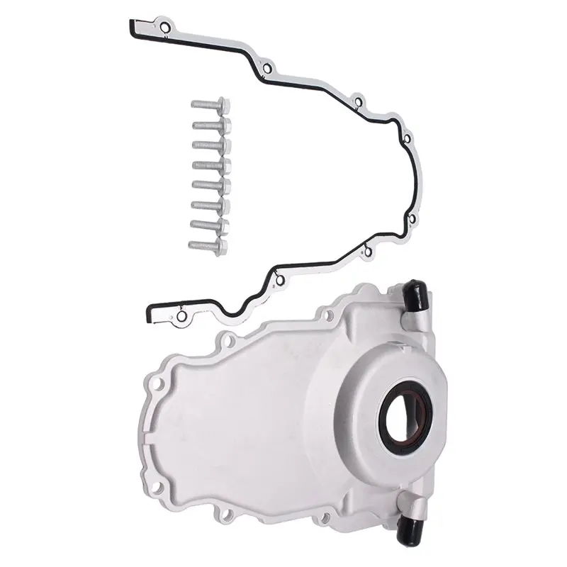 Timing Chain Cover W/ 10AN Turbo Oil Drain Fitting For LS Gen 3 4.8L 5.3L 5.7L 6.0L Engine Timing Cover Gasket Bolts Kit