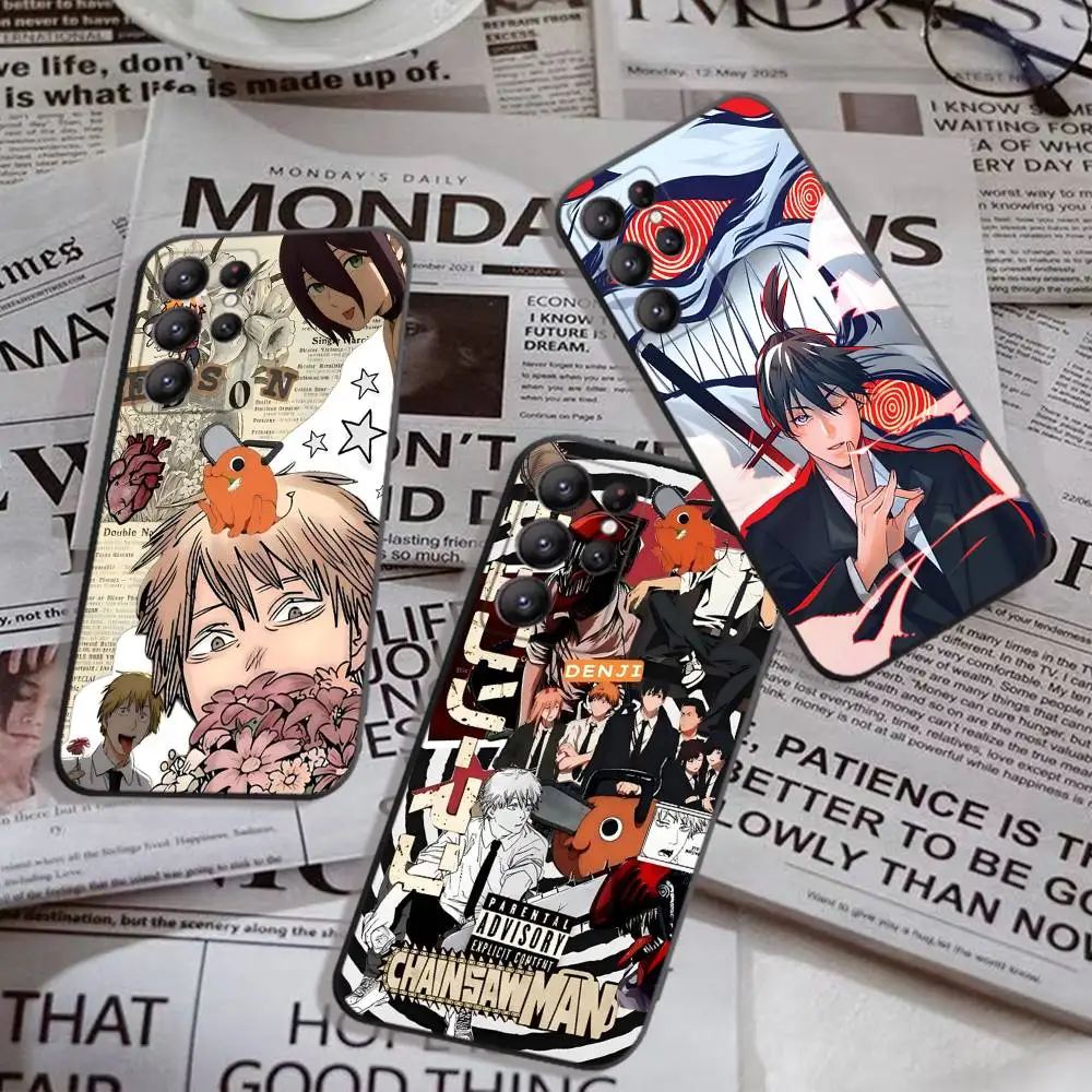 Anime Chainsaw Man Handyhülle für Samsung S24 Fe 25 Ultra Plus 20 Lite 21 30 22 23 24 22 Ultra 5G Fundas