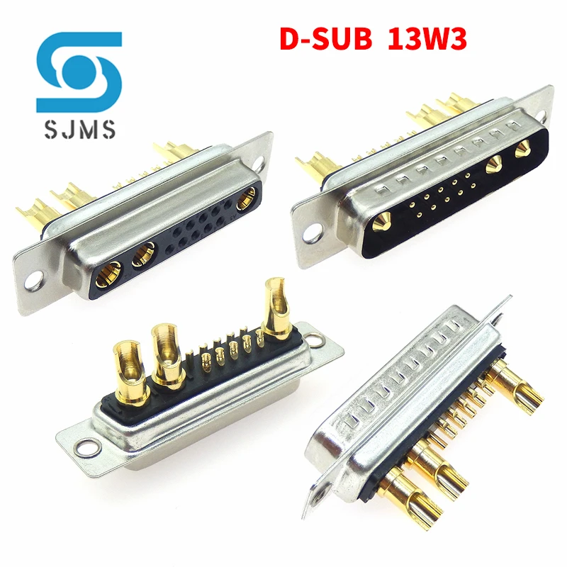 DB Plug 13W3 30A Gold Plated Male / Female High Current Connector D-SUB Adapter Solder Type 13Pin Plug Socket Welding High Power