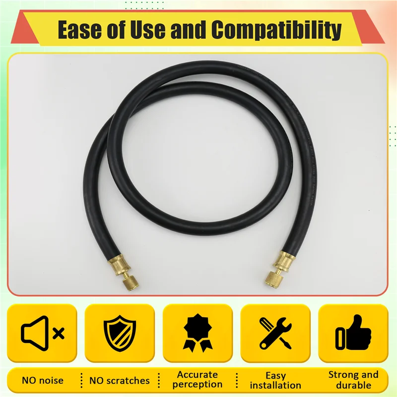 Schwarzer Kältemittelschlauch mit hohem Durchfluss, 6 Fuß Länge, 1/2 Zoll Durchmesser, 3/8 Zoll bis 1/4 Zoll inklusive Anschlüsse