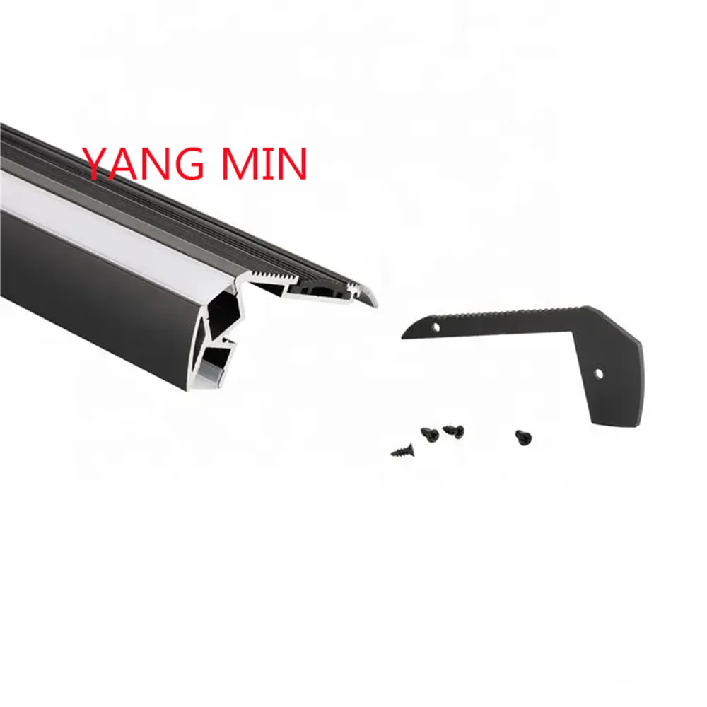 1m/pcs Customized black anodized anti slip staircase aluminum extruded staircase lighting aluminum profiles