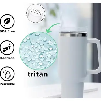 Opakovaně použitelné brčko s čisticím kartáčkem, náhradní plastové brčko kompatibilní se sklenicemi Stanley o objemu 40 oz a 30 oz. 8 nejlepší prodej Brčko Stanley Tumbler - №1