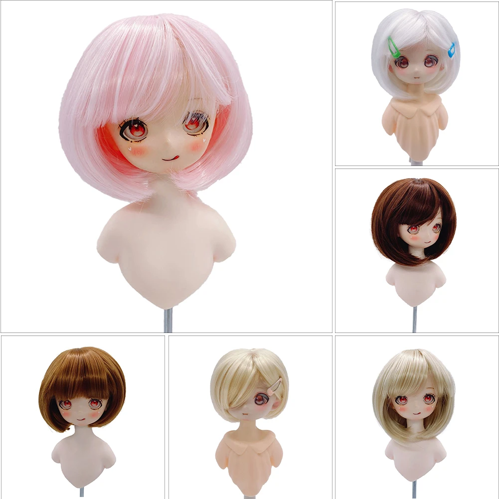 1/3 BJD Dolls Head Circumference Short Hair High Temperature Fiber Soft Silk Doll Wig Multi-color Doll's Accessories 22-23CM