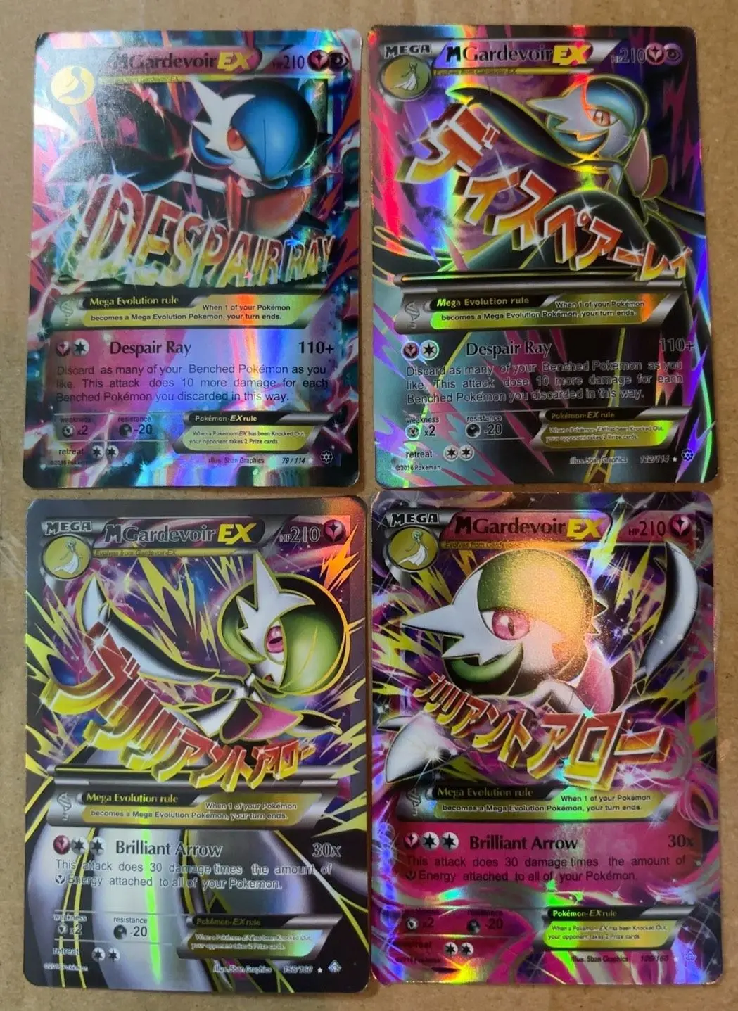 diy-4pcs-set-pokemon-mega-m-gardevoir-ex-self-control-collect-signature-trading-flash-card-anime-cartoon-gift