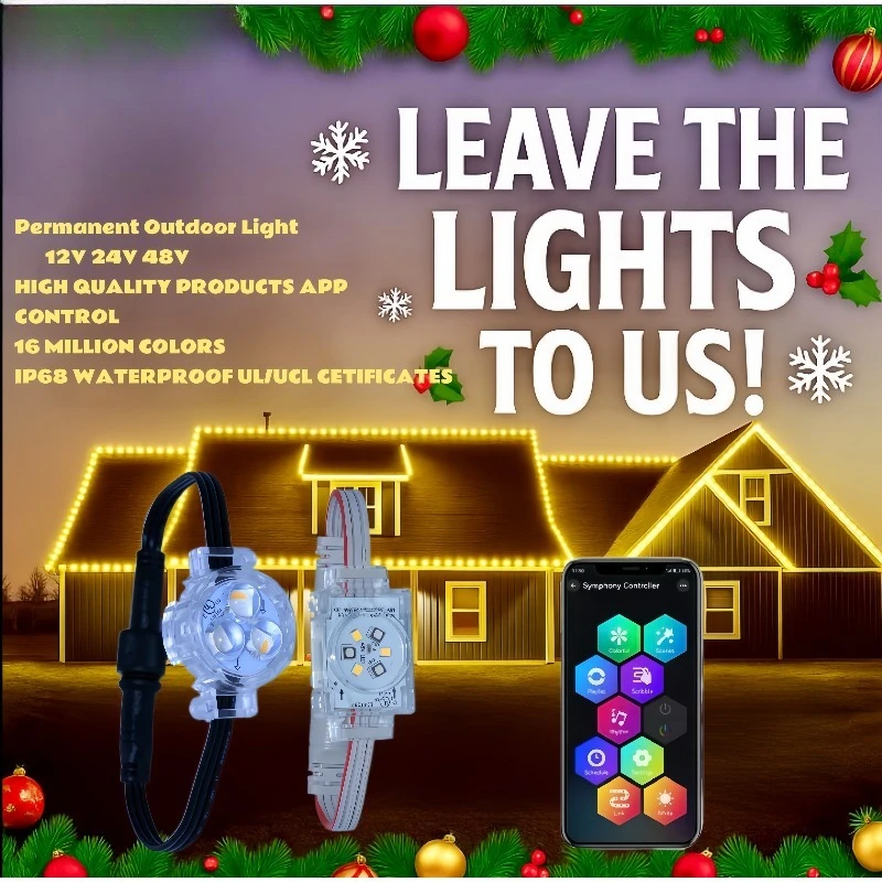 High quality permanent Christmas light bar Waterproof point lamp Aluminum light rail for eaves and house decoration