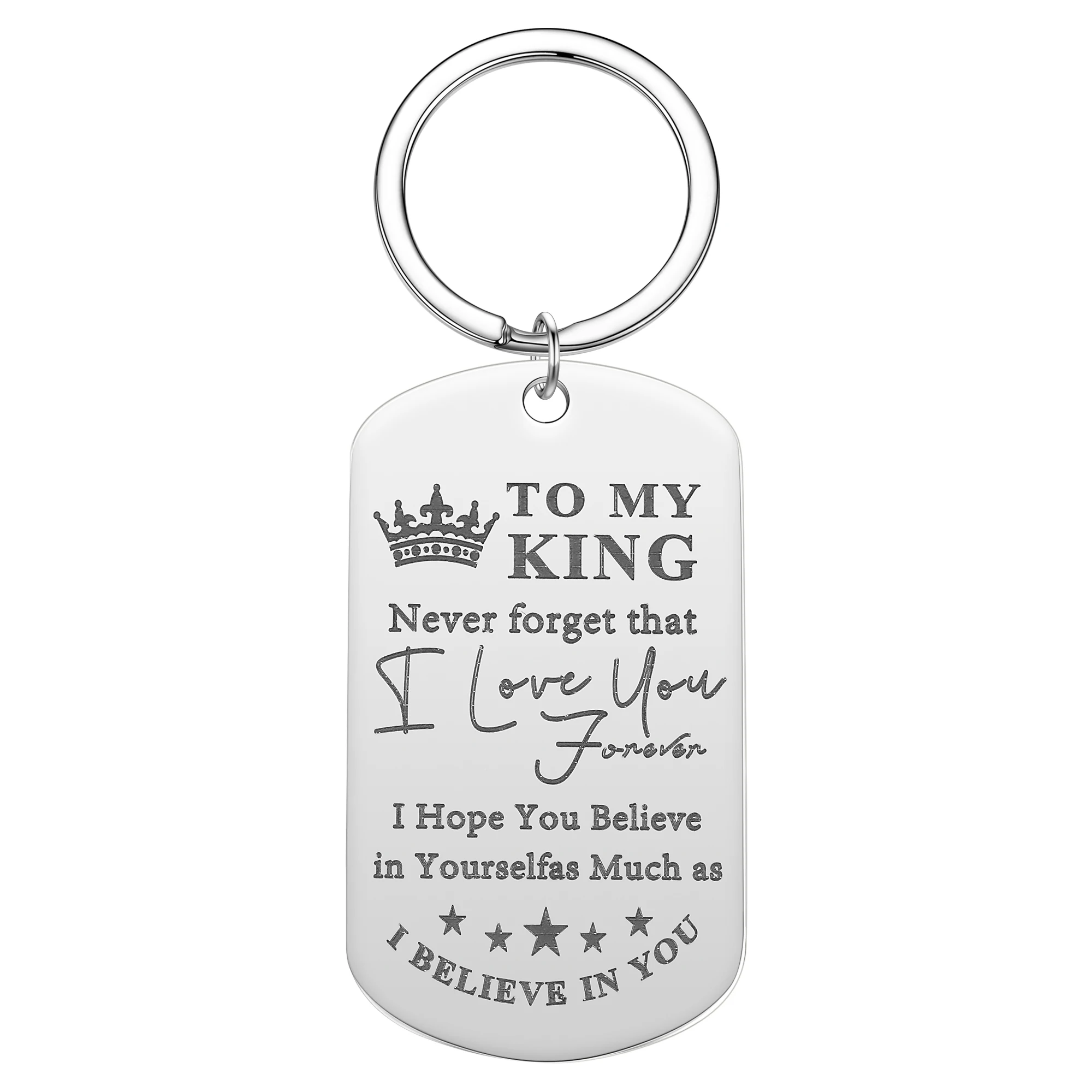 Nedar To My King I Love You Keychain Pendant Anniversary Valentine's Day Gift Crown Key Chain Boyfriend Husband Birthday Keyring