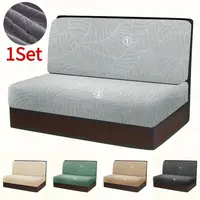 1 Juego de Fundas Elásticas Jacquard con Diseño de Hojas para Cojines de Comedor de RV, Fundas Elásticas para Sofá sin Brazos, Fundas para Asientos de Camper y Coche