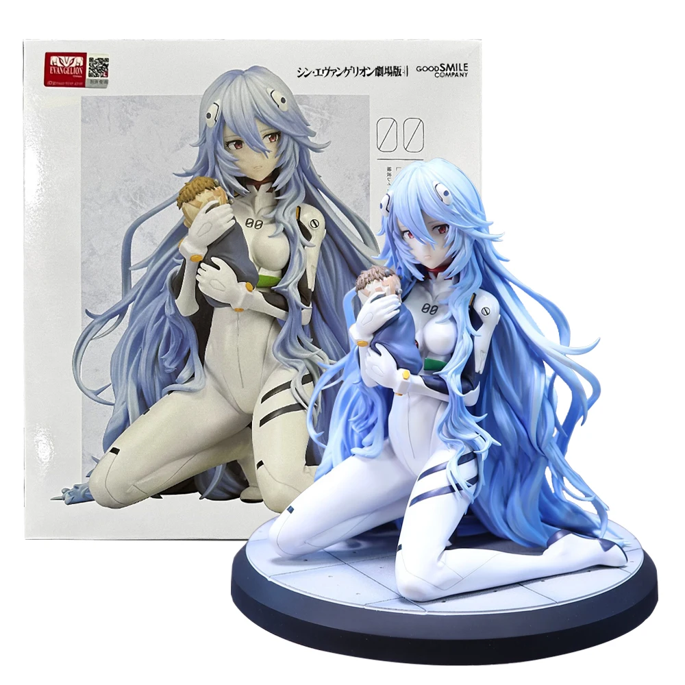 16CM Anime Shin Evangelion Gekijouban Ayanami Rei figura 1/7 pelo largo Ver sentado modelo juguete colección de regalo figura de acción PVC