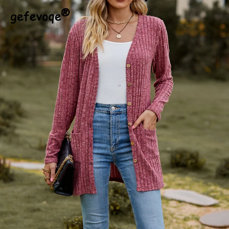 2023 Autumn New Women\'s Fashion Elegant Casual Versatile Comfortable Brushed Pit Stripe Solid Long Sleeve Women\'s Cardigan Top