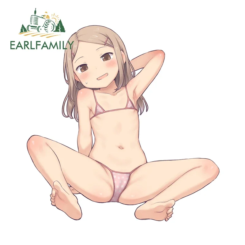 EARLFAMILY 13cm x 12.8cm Cute Girl Sex Stickers Hentai Breasts Naked Ecchi Waterproof Laptop Car Accessories Anime Decals