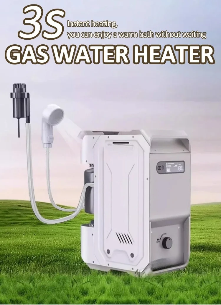 Outdoor Portable Propane Water Heater Shower Pump Compact Outdoor Cleaning  Showering System