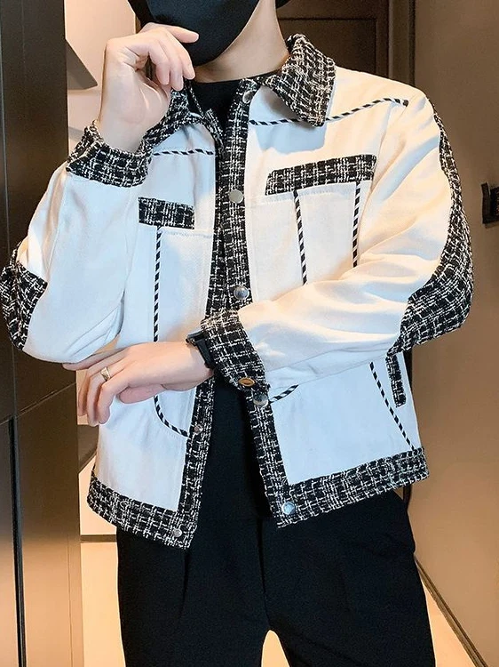 

Мужское шерстяное пальто премиум-класса Jaet, осень-зима или Sle Faion в стиле пэчворк, молодежное повседневное пальто на пуговицах с откидным воротником против морщин