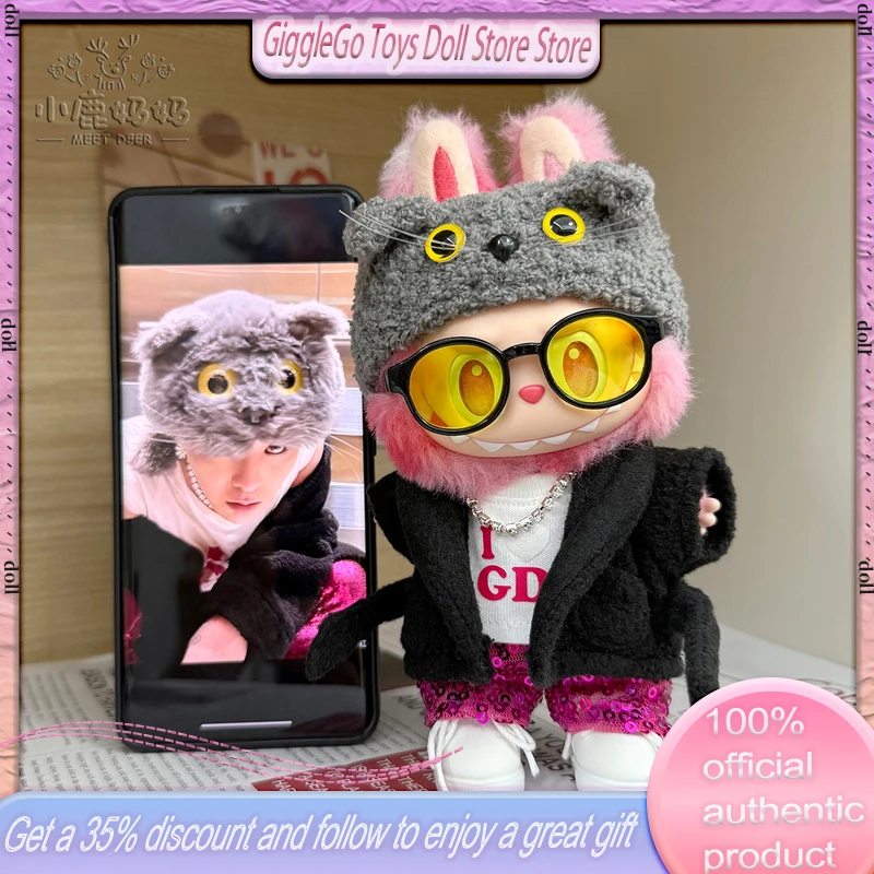 For Labubu Hot Handcrafted Gd Peripheral Quan Zhilong Cat Hat With Cute 1-3 Generations Only Baby Clothes Diy Baby Fashion  Gift