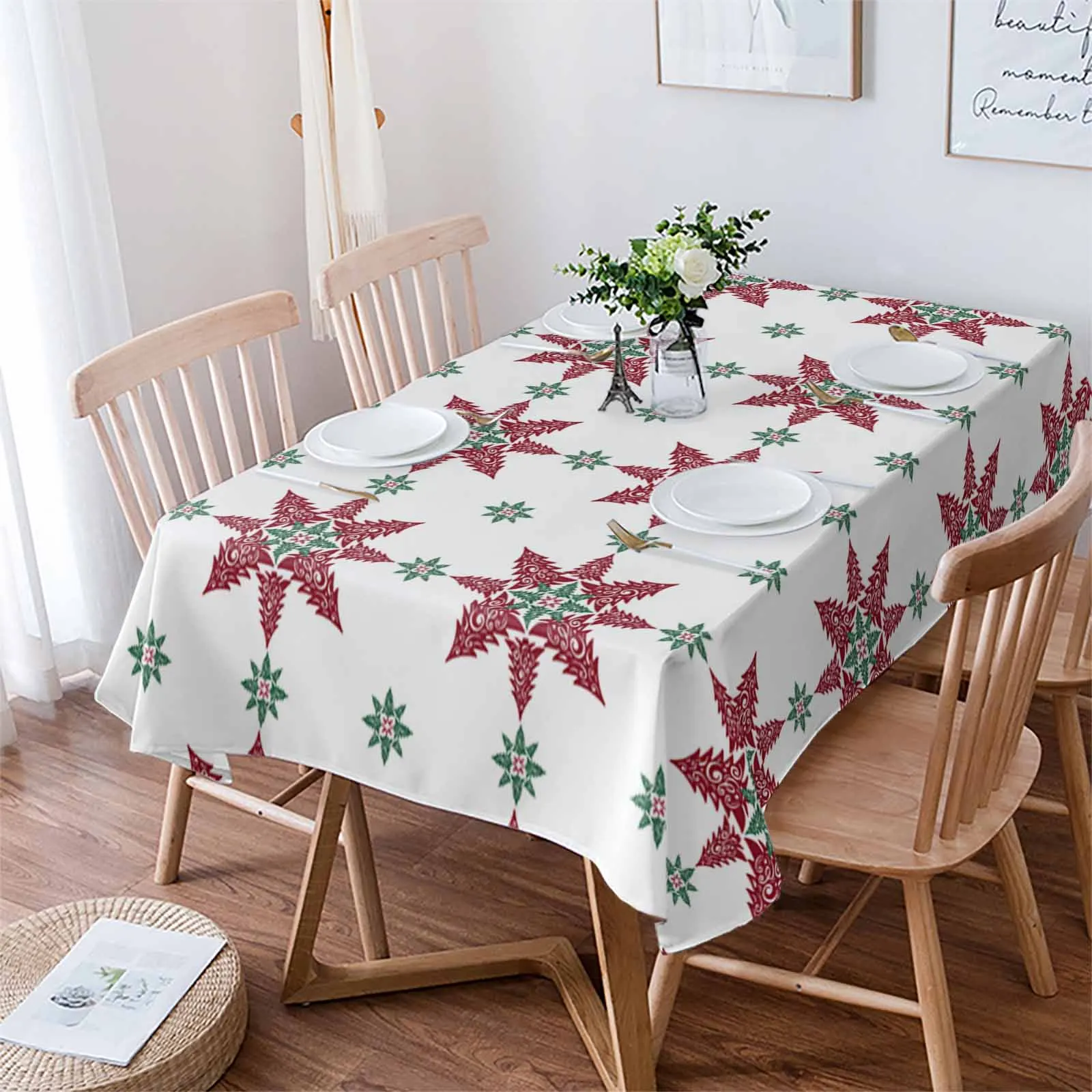 Christmas Snowflake Abstract Loop Tablecloths Waterproof Kitchen Coffee Table For Living Room Home Decor Dining Table