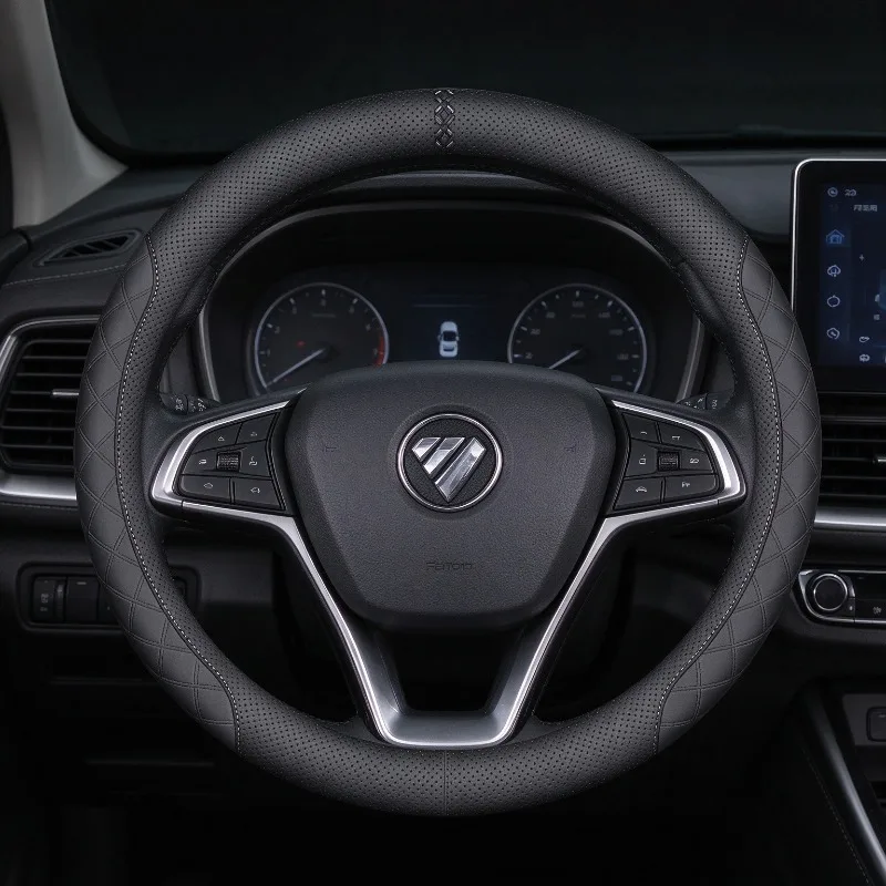 For Foton O+D Shape Nappa Leather Steering Wheel Cover,37-38cm,All Season,Anti Slip,Sweat Absorbent,Winter Warm Accessories