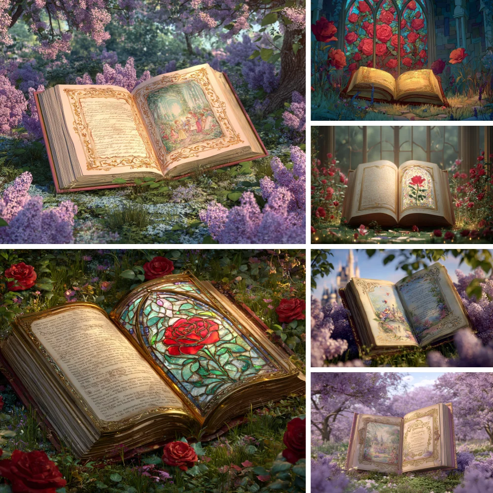 

Photography Background Spring Fantasy Magic Book Forest Vine Butterfly Thick Jungle Kids Family Portrait Backdrop Decor
