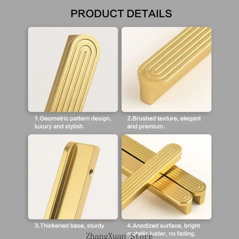 Goldfarbene Schrankgriffe mit einer glatten, abgerundeten Außenform 3XUF – Detail 8