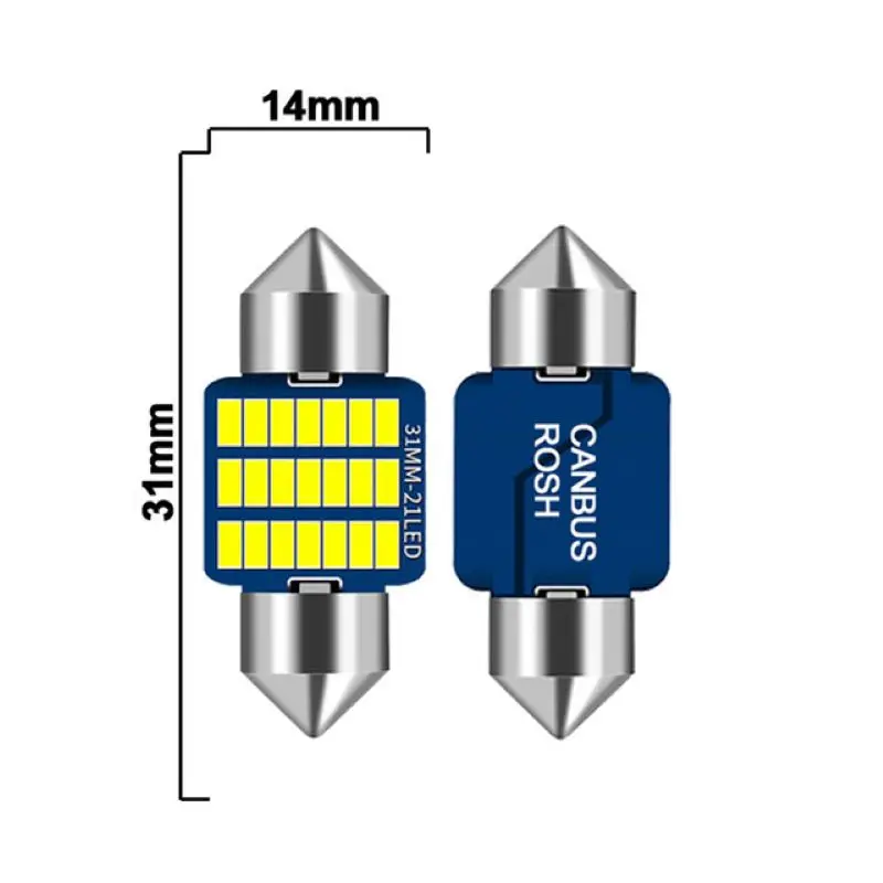 Imagem -03 - Led Automobile Reading Lamp Luz Branca Lâmpada do Telhado Vem com Compartimento 12v 31 mm 36 mm 39 mm 41 mm 301421smd