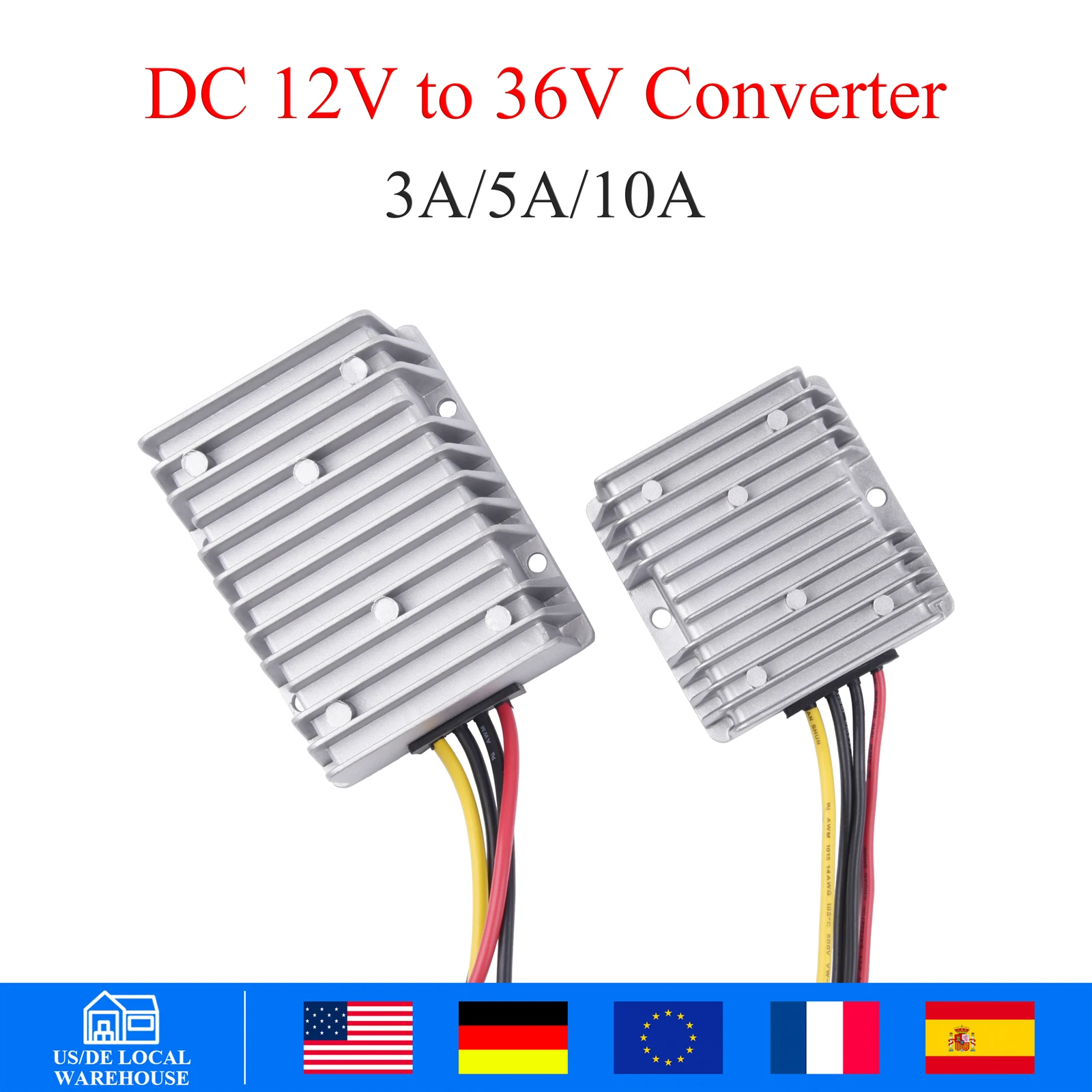US DC 12V to 36V Power Converter 3A/5A  Auto Boost Regulator Step-Up Voltage Supply Module For Car
