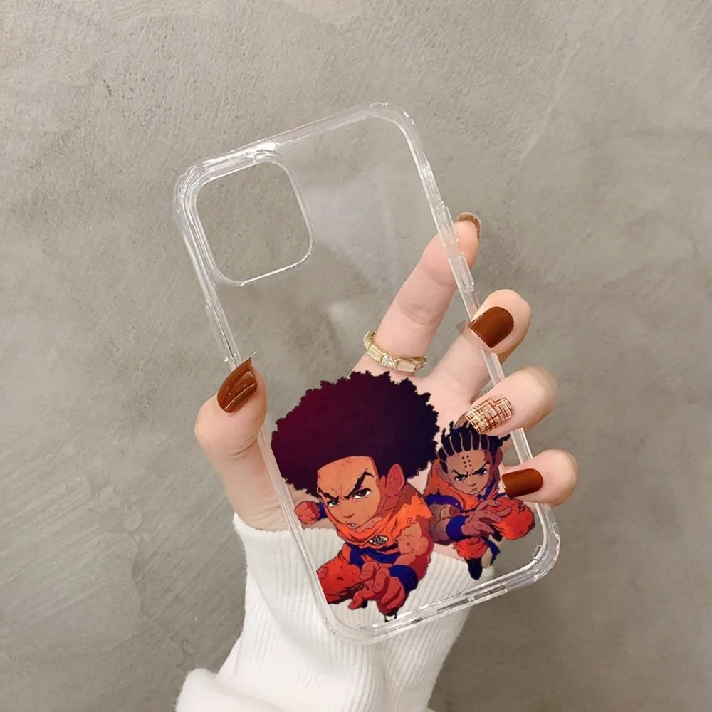 Cartoon The Boondocks  Phone Case For iPhone 15 13 14 Pro Max XS XR 12 11 Pro 13 Mini 6 7 8 Plus Soft Clear Back Cover