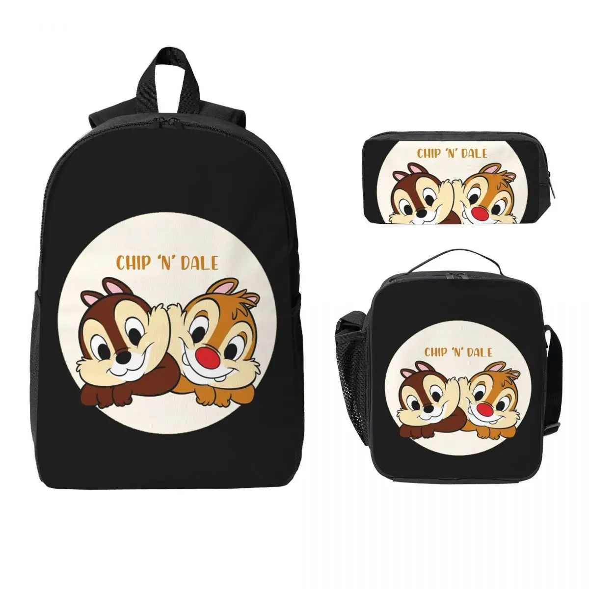 

Рюкзак Chip 'N' Dale Park Life, студенческий рюкзак для мальчиков и девочек, школьная сумка, компьютерная сумка на плечо, 3 шт., изолированная сумка для обеда, пенал