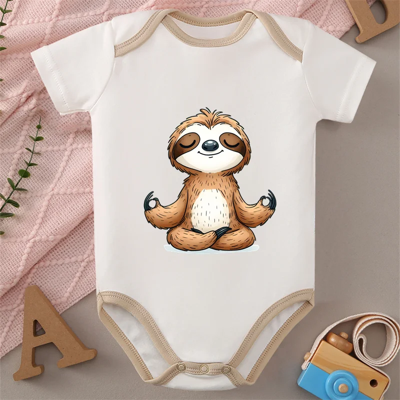 100% Cotton Onesie Yoga Life Paw And Breathe Print Bodysuit Comfortable Cloth for Baby Jumpsuit for 0 To 12 Months Newborn