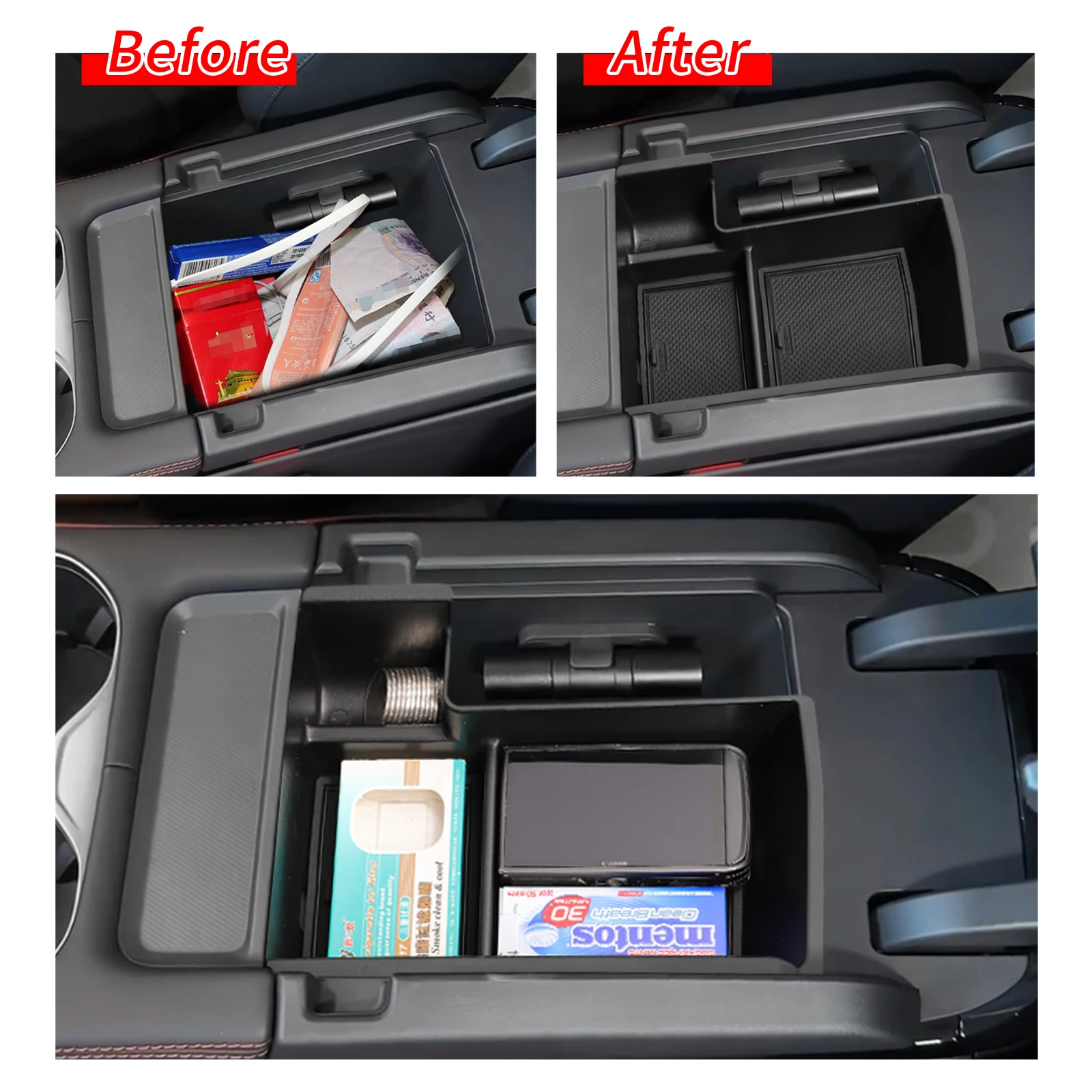 for BYD Seal U Sealion 6 Song Plus DM-i 2025 Car Armrest Storage Box ABS Organizer Case Tidying Accessories Right Hand Drive image 2