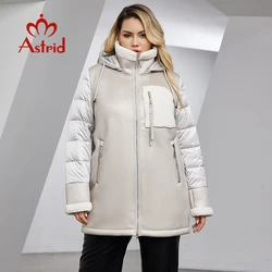 Astrid Women's Winter Jacket 2023 Plus Size Long Bio Down Jackets Stitching Design Thick Fleece Hooded Quilted Coat Women Parka