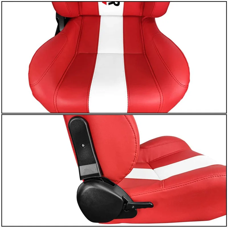 High Quality Universal Car Racing Seats Carbon Fiber Reclinable Design Red White PVC PU Leather Seat With Single Installation Ra