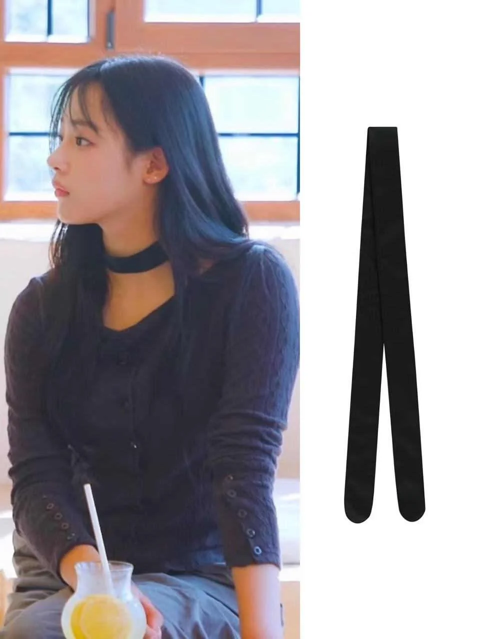 lenco-de-seda-preto-com-faixa-para-meninas-estilo-japones-vintage-curto-pequeno-leve-para-primavera-verao-e-outono-cor