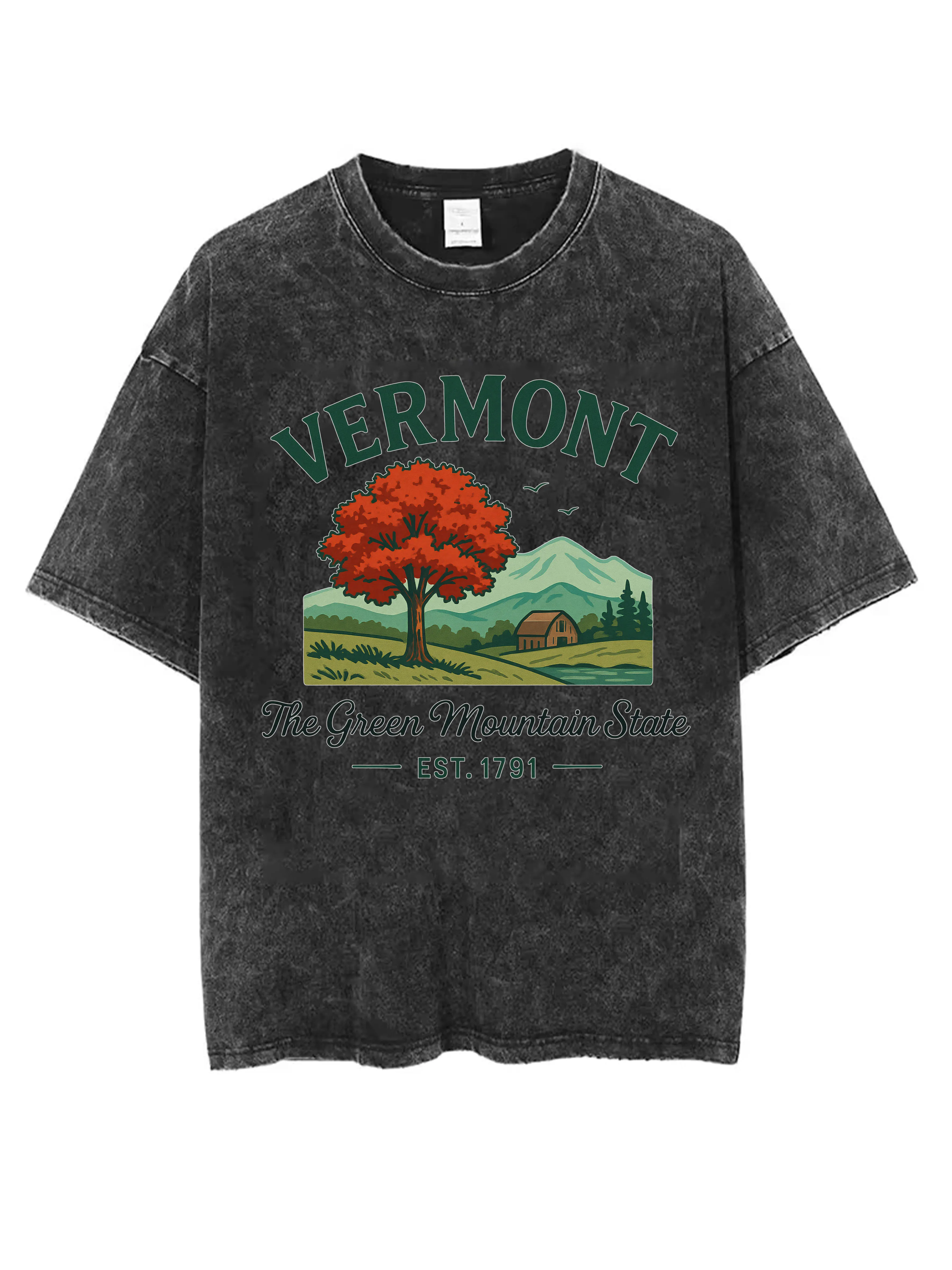 

VERMONT Turkey WINE feelin FINE Black Washed Round Neck T-Shirt Comfortable Loose Fit for Men Women Perfect for Christmas Winter