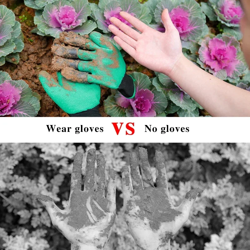 Garden Flower Planting Double Claw Gloves Waterproof and Anti Thorn Grass Pulling Latex Earth Digging and Horticultural Gloves