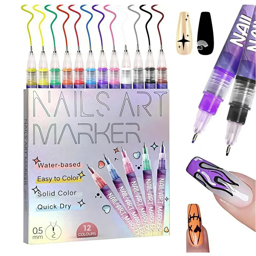 

DIY Nail Art Pens Set Polish Acrylic Marker 12colors Art Painting Pen Drawing Pen Graffiti Pen DIY