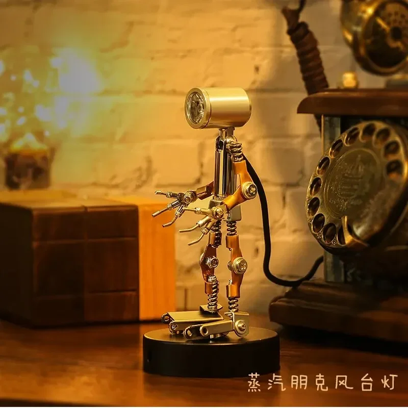 Mechanical Cyber Pun Adam Creative Desk Lamp Decoration Spotlight Metal Assembly Toy Children\'s Birthday DIY Gift Assembly Light