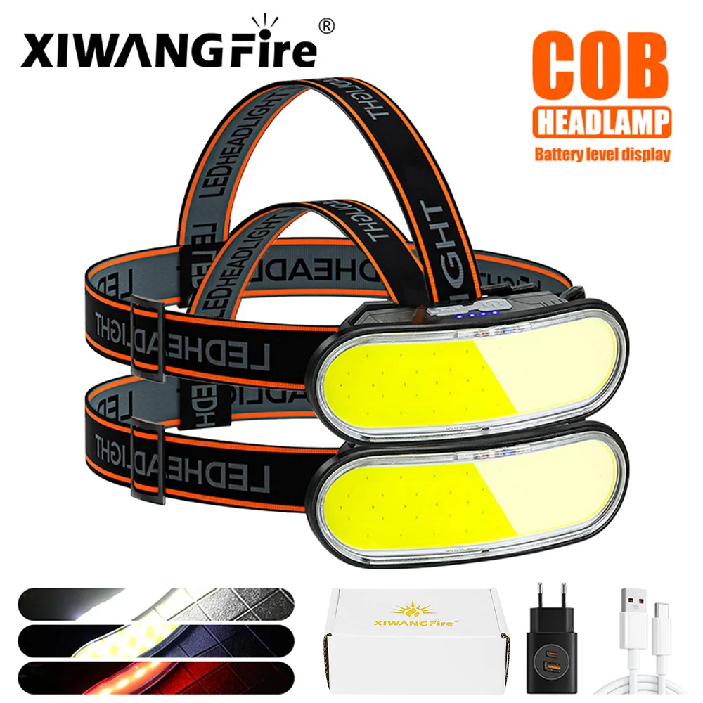 XIWANGFIRE KX-310 COB+LED Headlamp USB Rechargeable Floodlight Head Lamp Waterproof for Camping Hiking Fishing Hunting Adventure