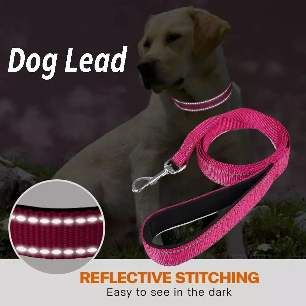 4 foot & 6 foot Nylon Dog Lead Strong Padded Handle Dog Training Lead Reflective Comfort Tracking Leash for Dog