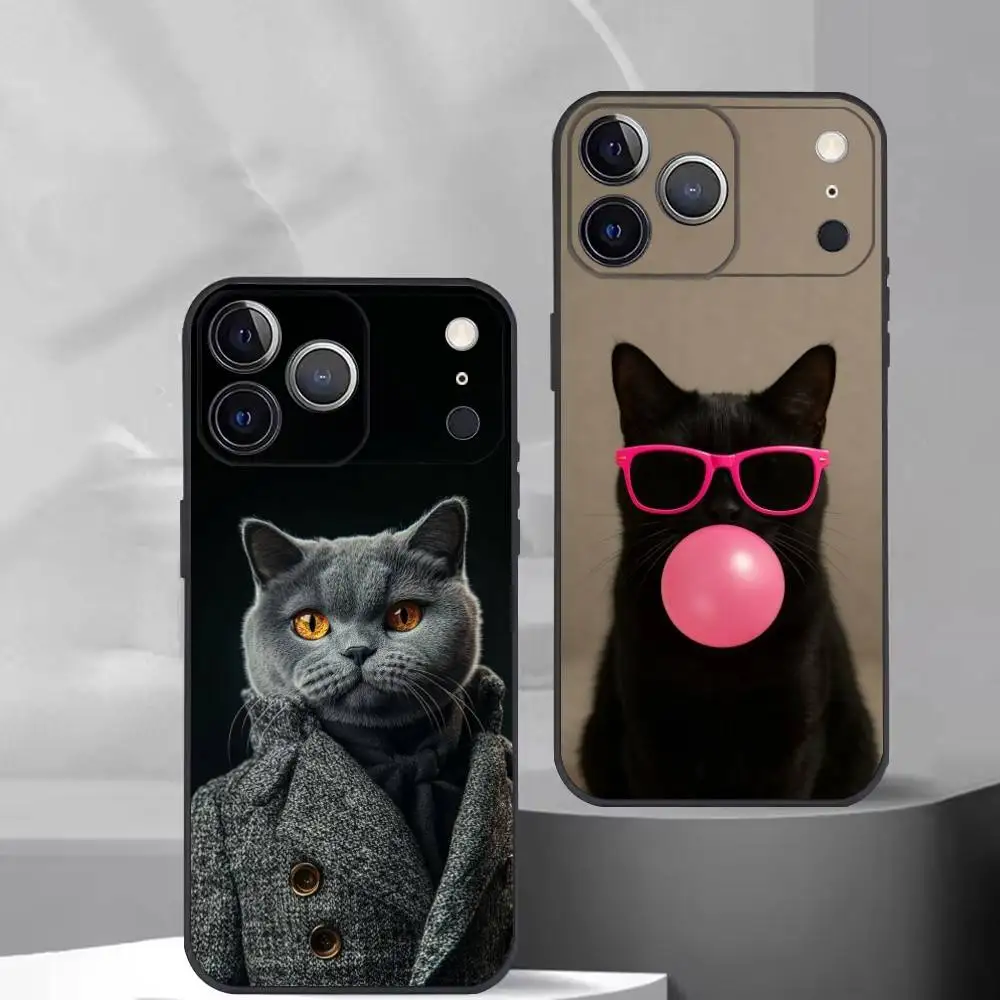 

Cool F-Fashion Cat Phone Case Silicone Soft For IPhone 17 16 15 14 13 12 11 X XR Plus Pro Max Plus