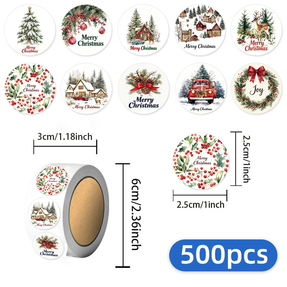 500 قطعة عيد ميلاد سعيد متعة الكتابة على الجدران مجموعة صغيرة ملصقات DIY جراب هاتف الكمبيوتر المحمول كوب ماء ملصقات مكافأة عيد الميلاد