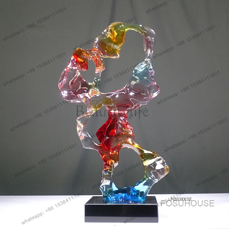 Modern Home Decor Abstract Transparent Resin Stone Sculptures Hotel Porch Statues Model Room Home Soft Decoration Ornaments