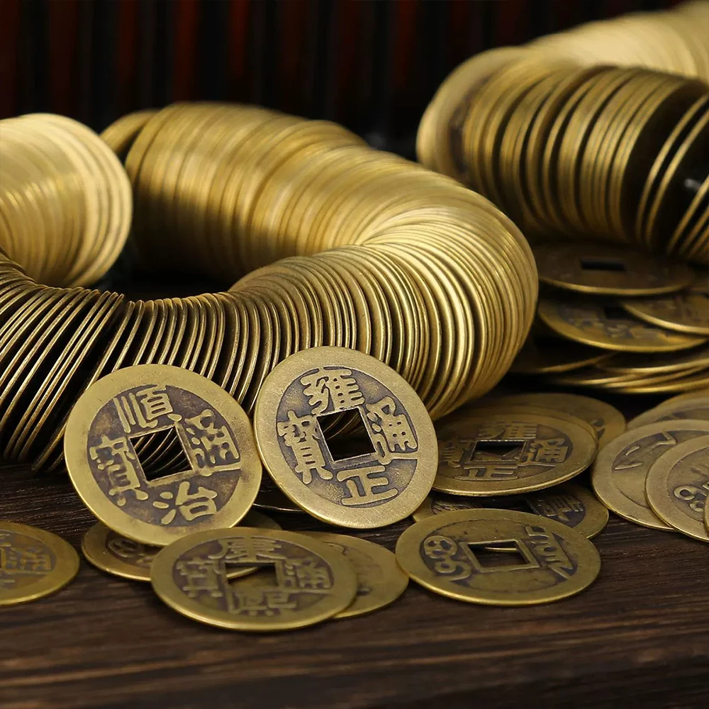 50/100/200 قطعة عملات فنغ شوي الصينية العتيقة برونزية حسن الحظ تشينغ عملات للصحة والثروة المنزل مكتب سيارة الديكور #2