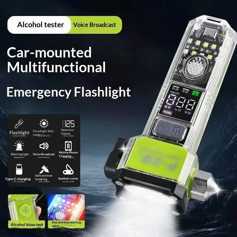 Multifunctional LED Flashlight With COB Side Light USB Charging Emergency EDC Torch Flashlight With Hammer For 1PC