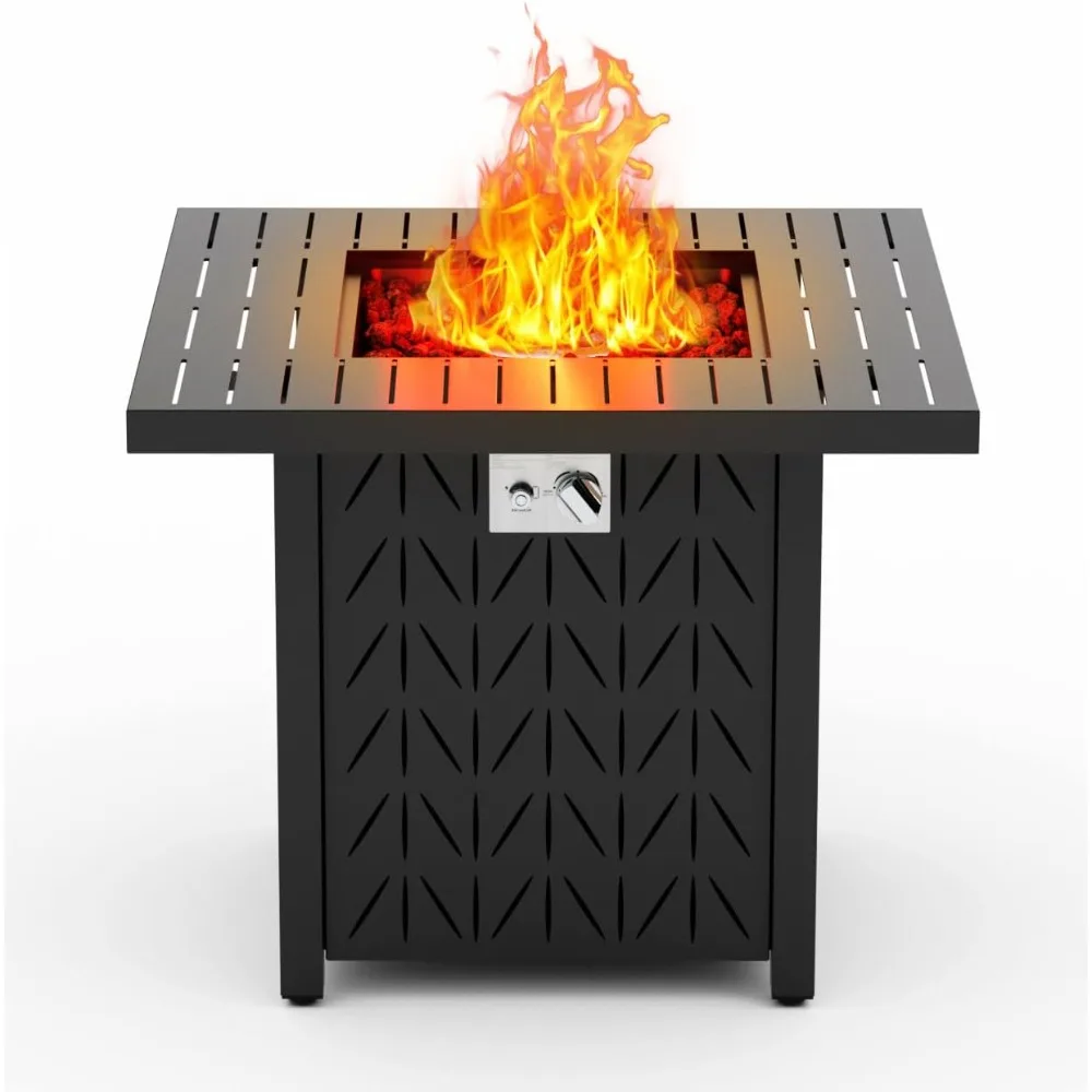 

Dineli 28-Inch Square Propane Fire Pit Firepits for Outside Patio Fire Pit Table, Gas Fire Pits with Adjustable Feet, Tabletop F