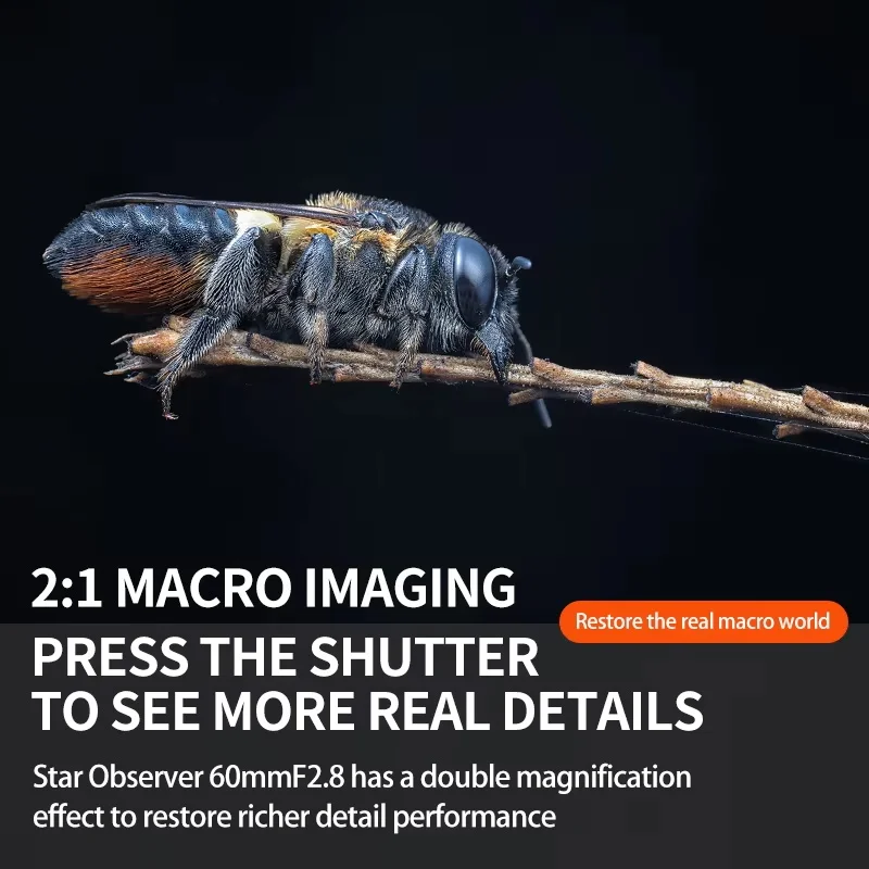 Brightin Star 60mm F2.8 II 2:1 Magnification Full Frame Macro Lens for Sony E nikon Z Canon R RF EOS M M43 Fuji X A7C XT5 ZFC Z8