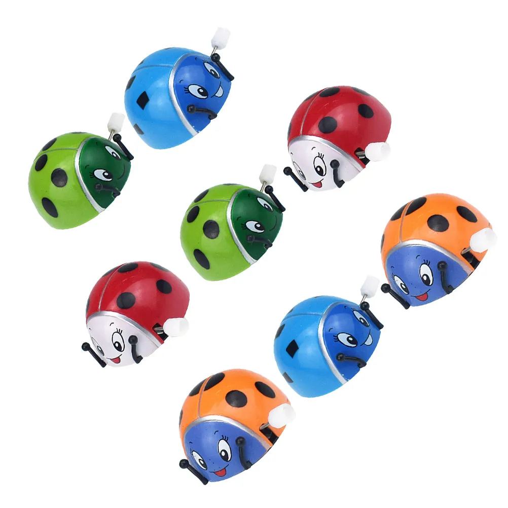 8pcs Wind-Up Ladybug Toys for Kids – Cute Flipping Cartoon Insect Models, ABS Clockwork Animal Figures